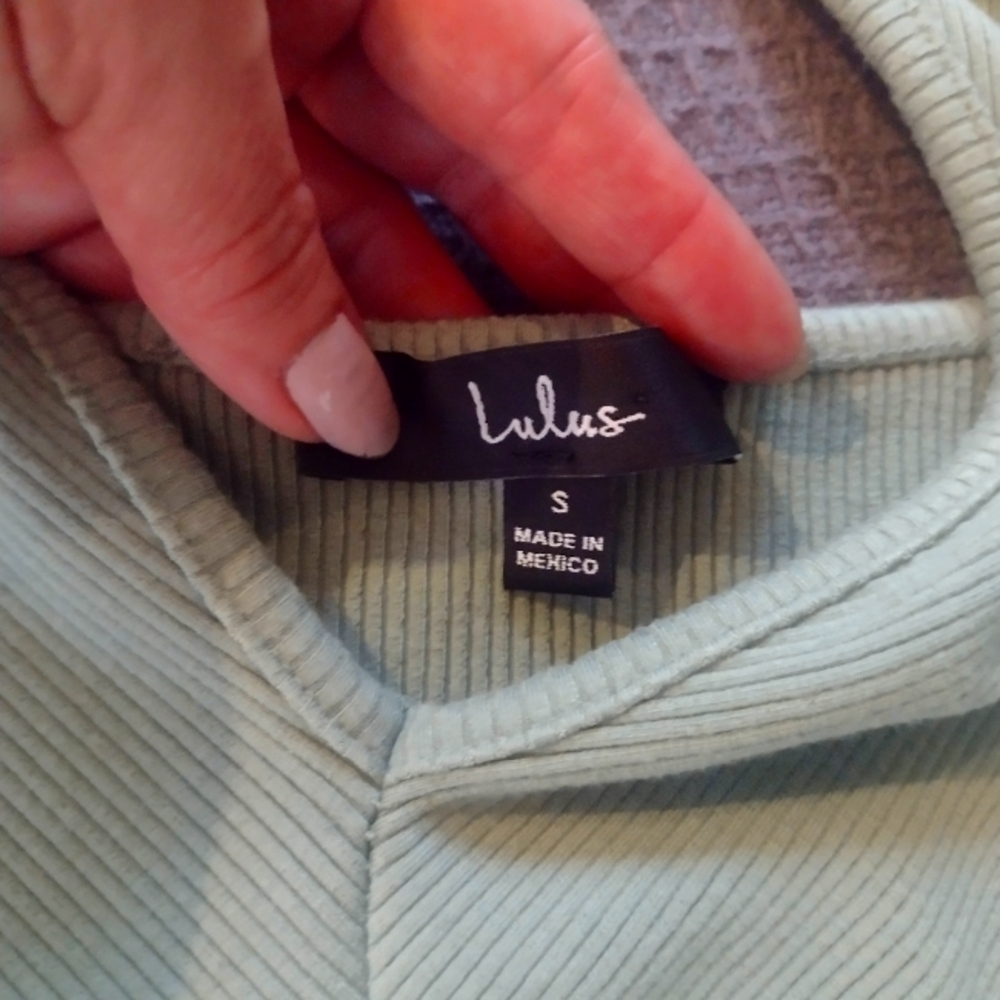 Lulu's Sage Green Ribbed Halter Bodysuit - Picture 6 of 6